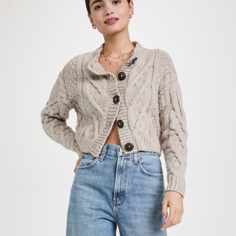 Free People Bonfire Cardigan, Silver Feather, S